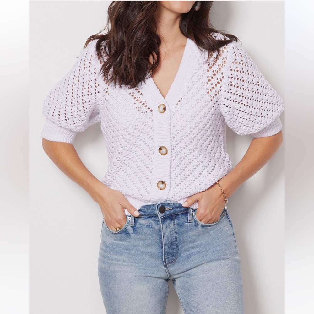 $98 Evereve Design History Annabelle Crochet cardigan in  white S
